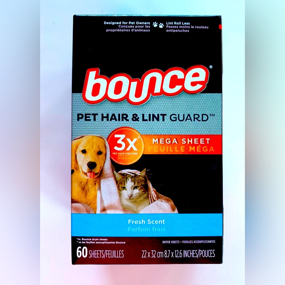 🐶Bounce Pet Hair & Lint Guard Dryer Sheets NIB